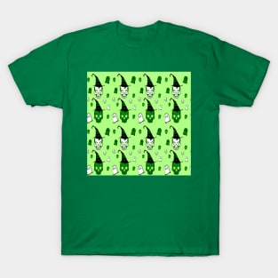 Skull with hat on green T-Shirt